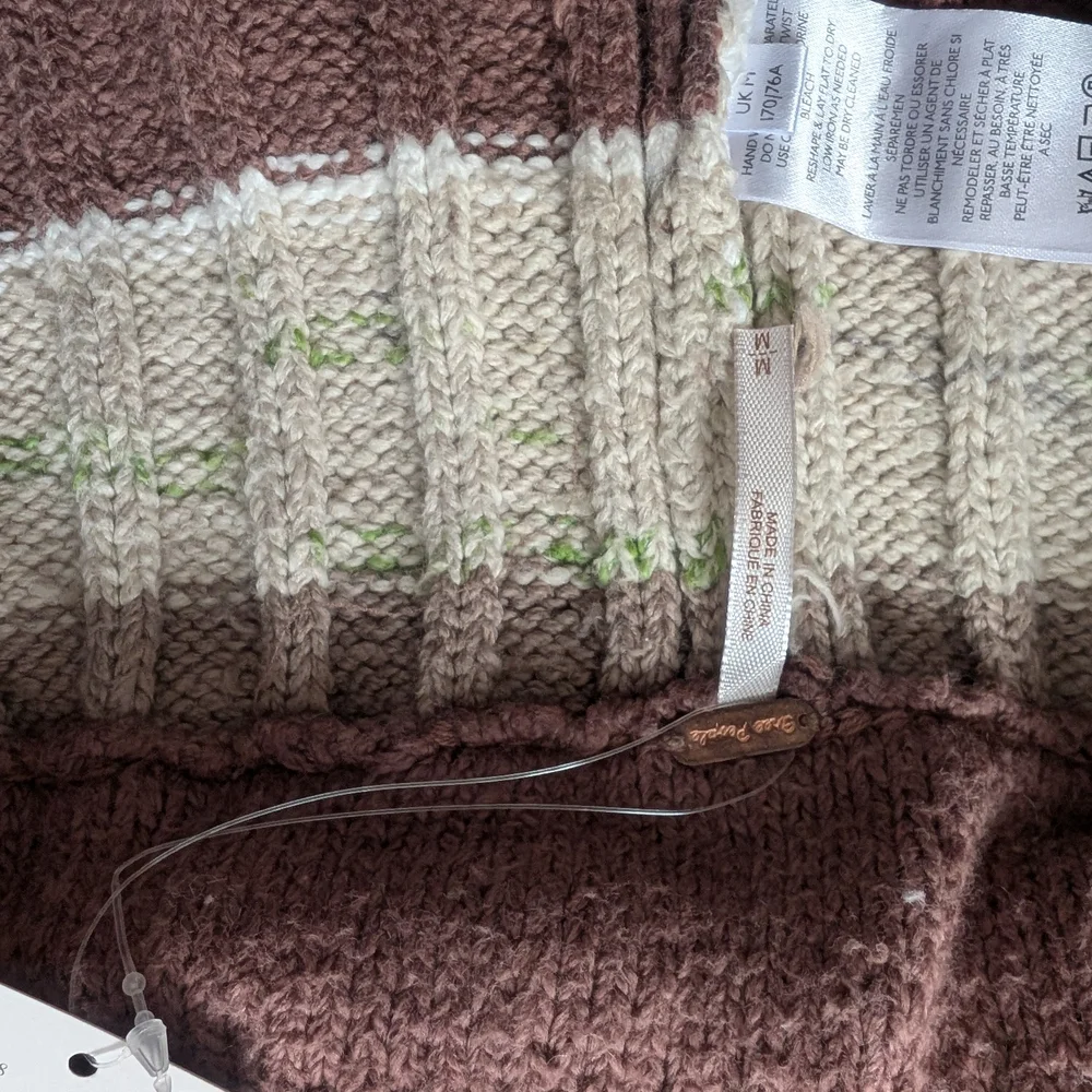 Free People Striped Knit Wide-Leg Pants in Brown, Blue, Cream - Picture 6 of 6